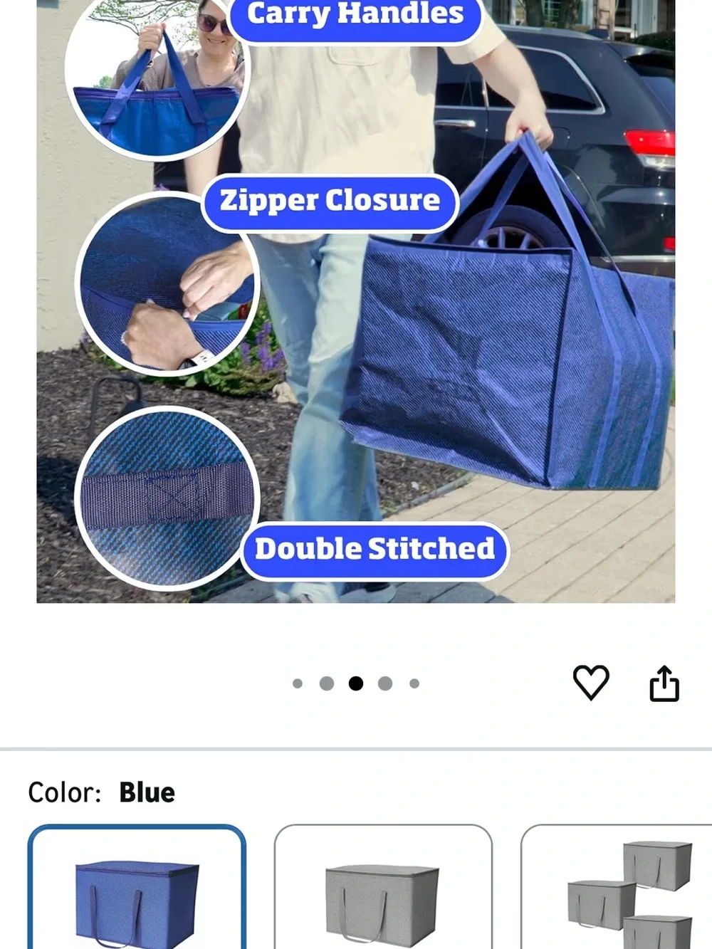 Blue Insulated Food Delivery Bag - Reusable Thermal Tote
